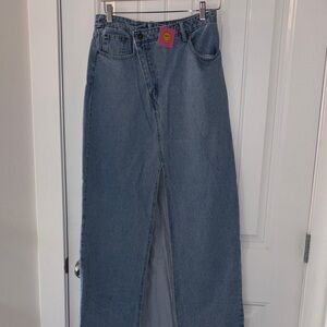 Dressed in Lala split front Denim Maxi Skirt size M